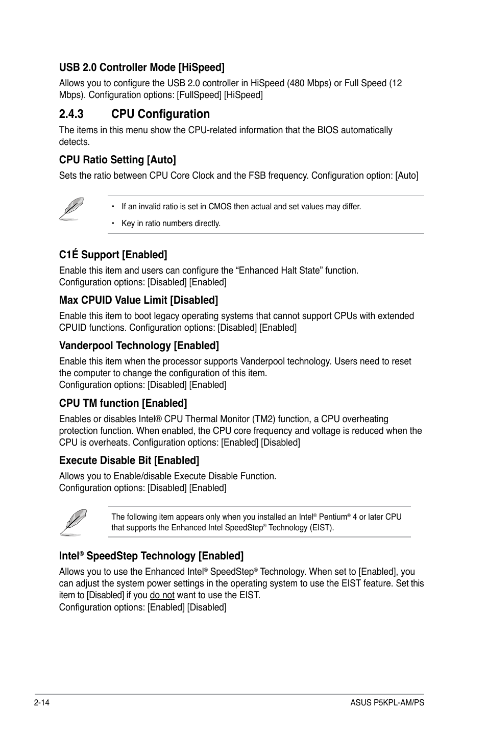 3 cpu configuration | Asus P5KPL-AM/PS User Manual | Page 54 / 62