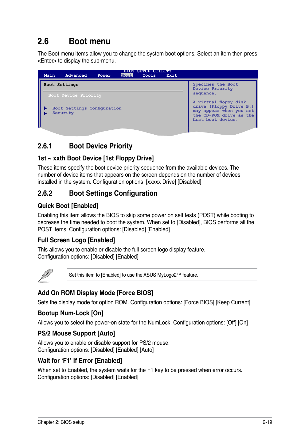 6 boot menu, 1 boot device priority, 2 boot settings configuration | Asus P5KPL-AM/PS User Manual | Page 59 / 62