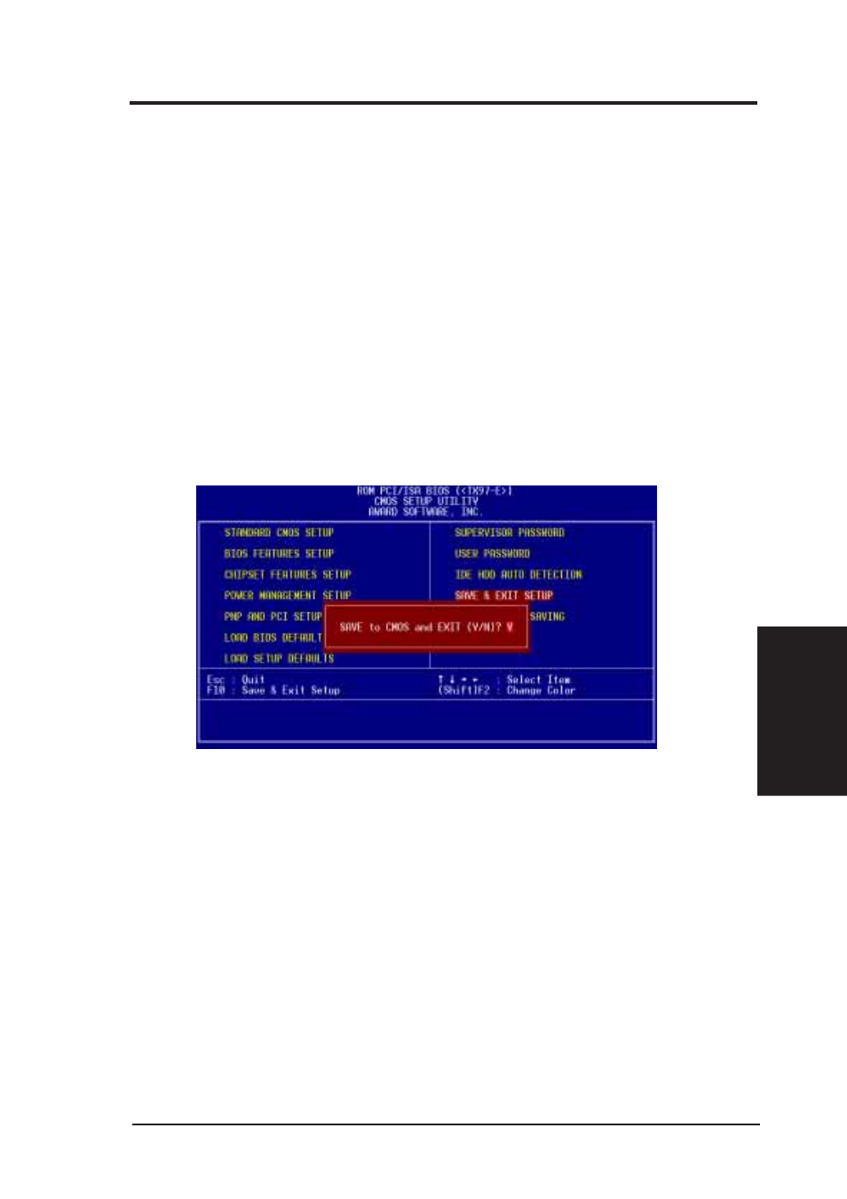 Iv. bios software, Save & exit setup, Exit without saving | Asus TX97-E User Manual | Page 53 / 64