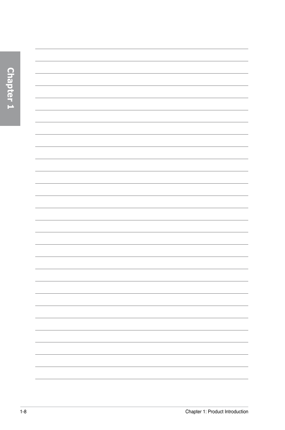 Chapter 1 | Asus P9X79 PRO User Manual | Page 20 / 168