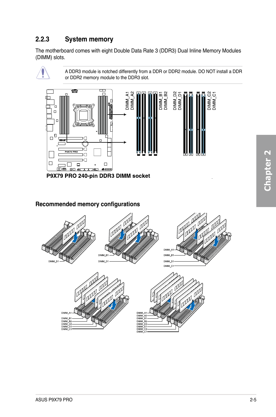 3 system memory, System memory -5, Chapter 2 | Asus P9X79 PRO User Manual | Page 25 / 168