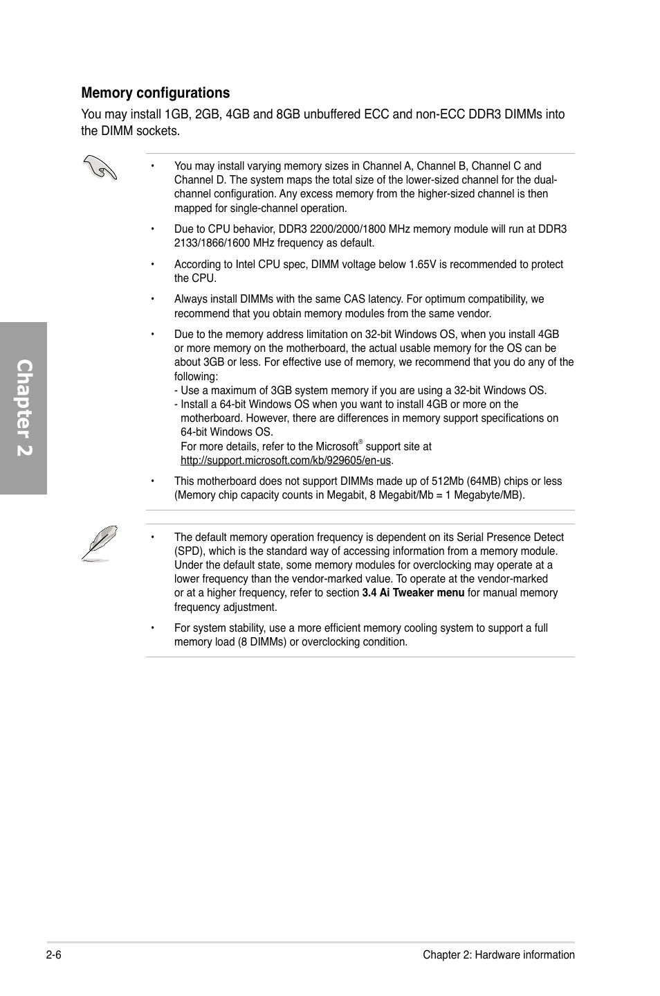 Chapter 2 | Asus P9X79 PRO User Manual | Page 26 / 168