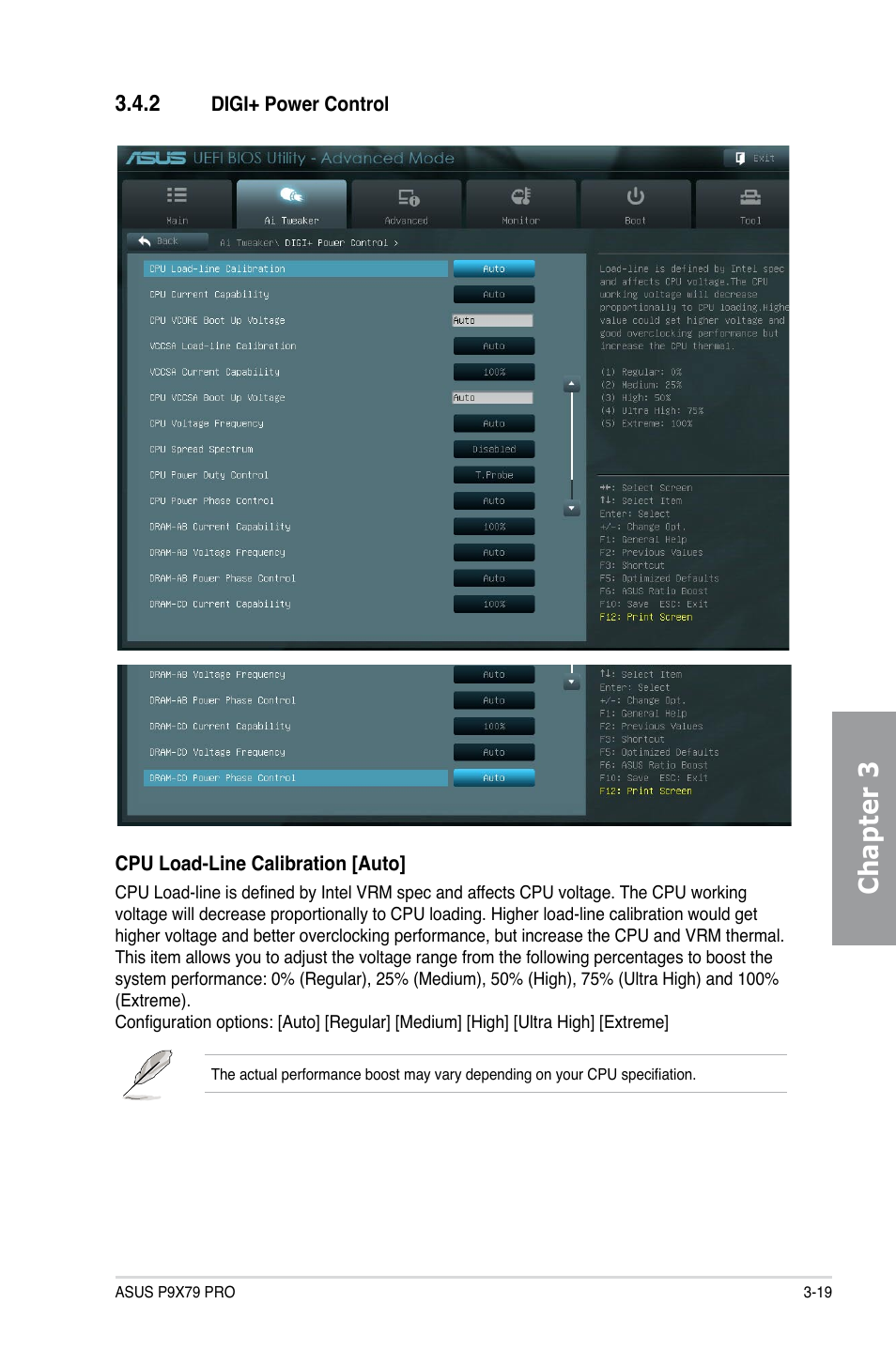 2 digi+ power control, Digi+ power control -19, Chapter 3 | Asus P9X79 PRO User Manual | Page 91 / 168