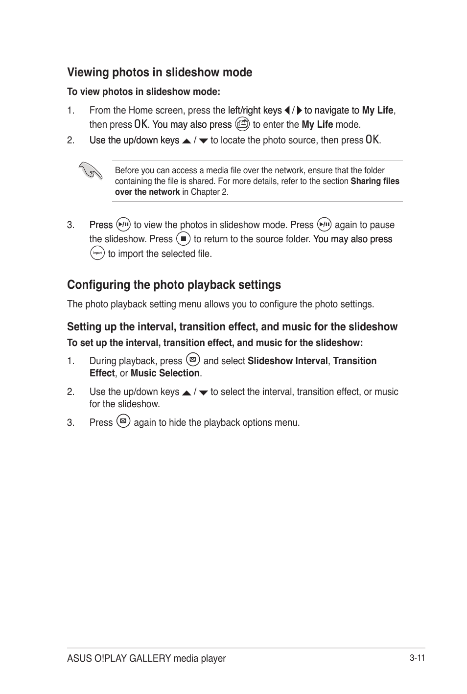 Viewing photos in slideshow mode, Configuring the photo playback settings | Asus O!Play Gallery User Manual | Page 51 / 74