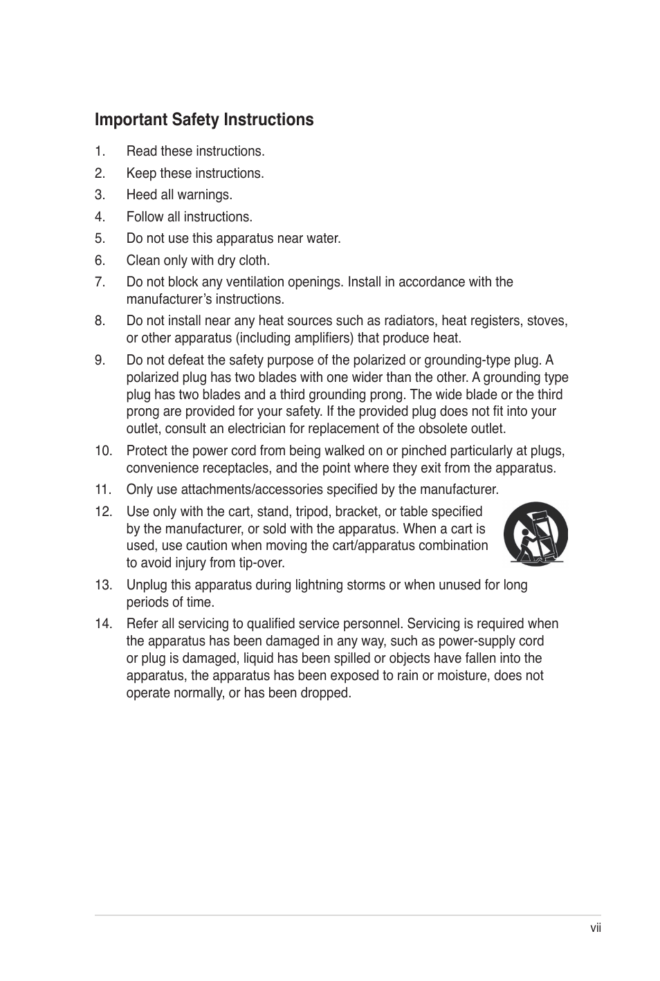 Important safety instructions | Asus O!Play Gallery User Manual | Page 7 / 74