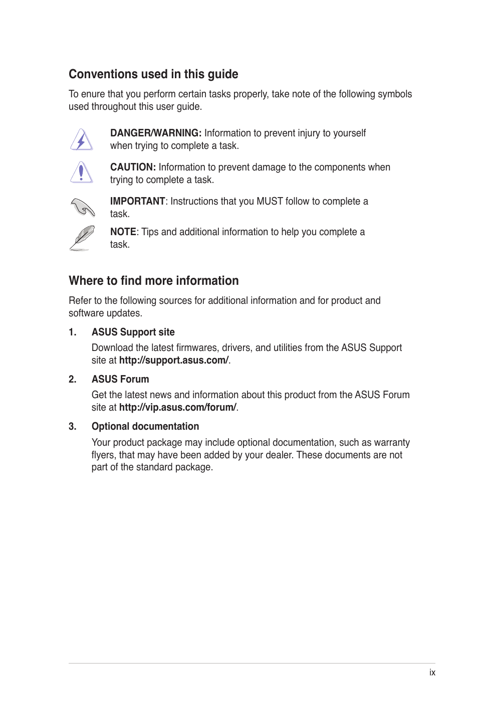 Where to find more information, Conventions used in this guide | Asus O!Play Gallery User Manual | Page 9 / 74