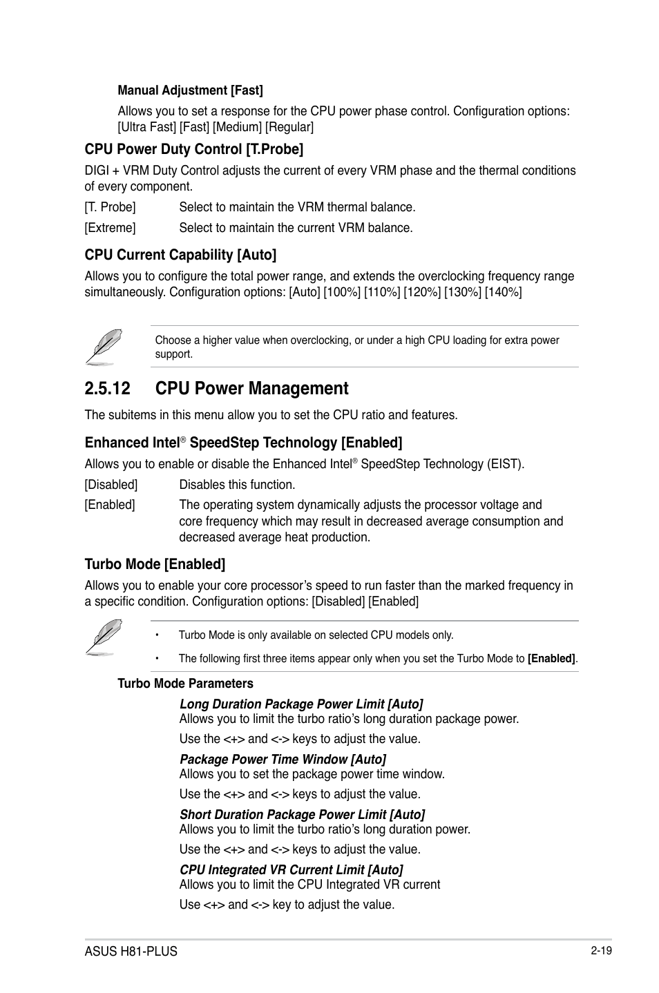 12 cpu power management | Asus H81-PLUS User Manual | Page 46 / 73