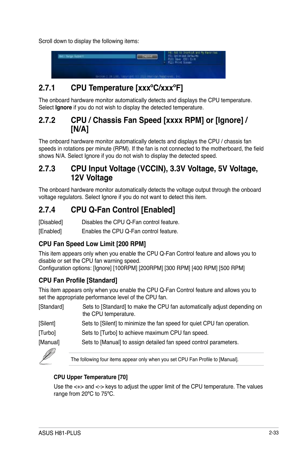 1 cpu temperature [xxxºc/xxxºf, 4 cpu q-fan control [enabled | Asus H81-PLUS User Manual | Page 60 / 73