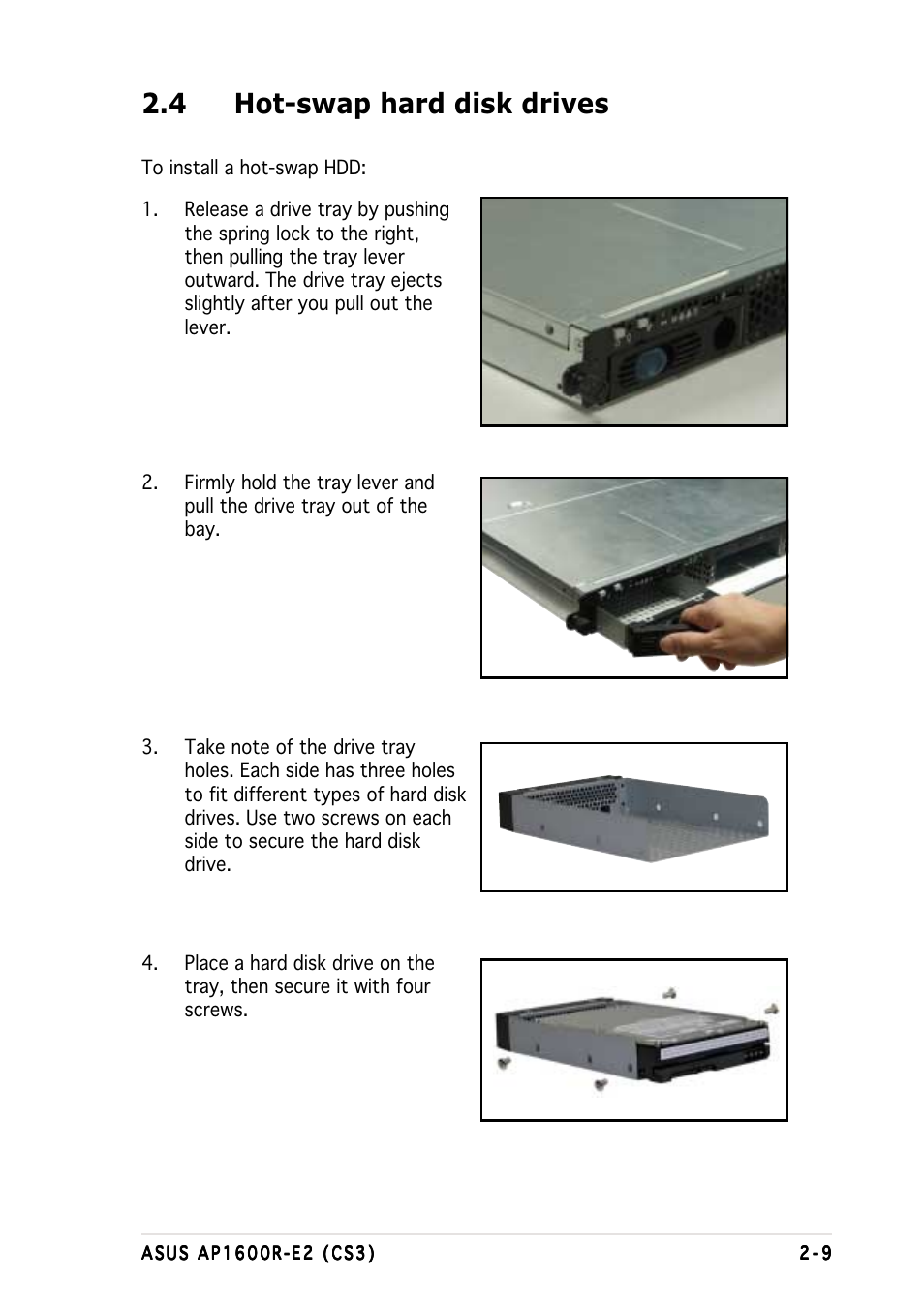 4 hot-swap hard disk drives | Asus AP1600R-E2(CS3) User Manual | Page 27 / 104