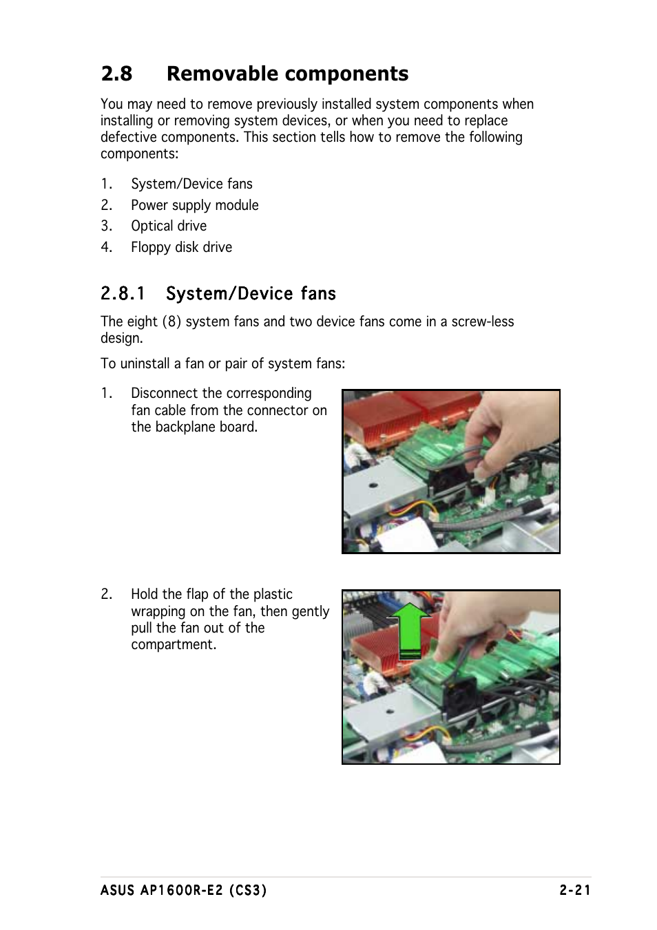 8 removable components | Asus AP1600R-E2(CS3) User Manual | Page 39 / 104