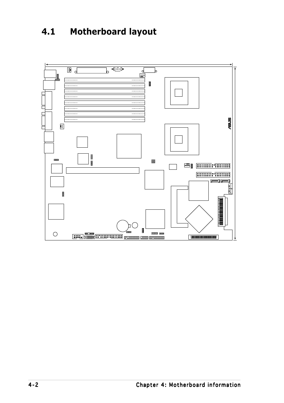 1 motherboard layout, Mpga 604, Atxpwr1 | Ncl-ds1r1, Intel ich5r, Intel e7520 mch, Intel pxh intel pxh, Com1 vga | Asus AP1600R-E2(CS3) User Manual | Page 48 / 104