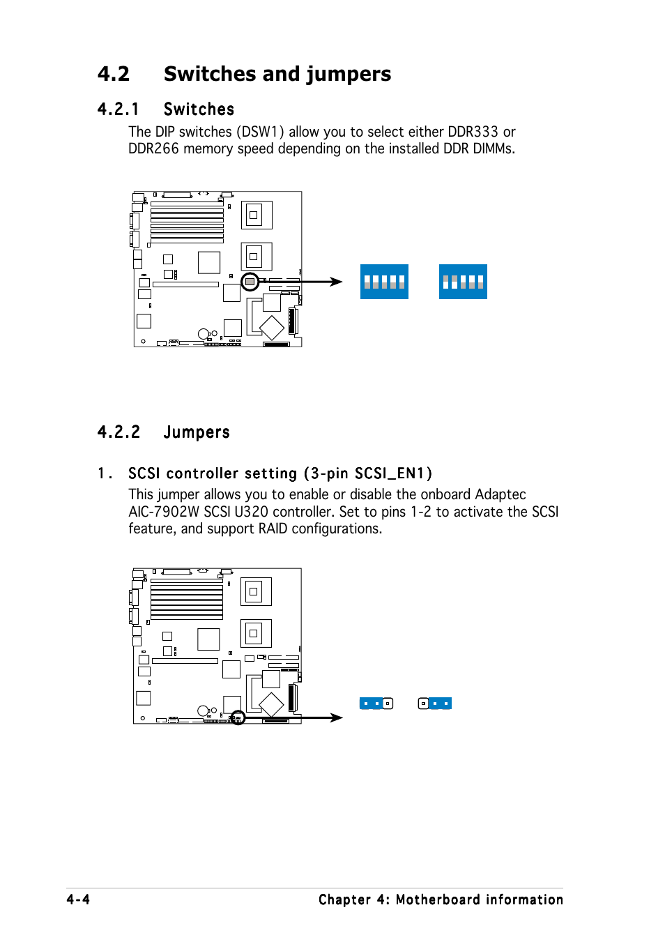 2 switches and jumpers, 4 . 2 . 2 jumpers jumpers jumpers jumpers jumpers | Asus AP1600R-E2(CS3) User Manual | Page 50 / 104