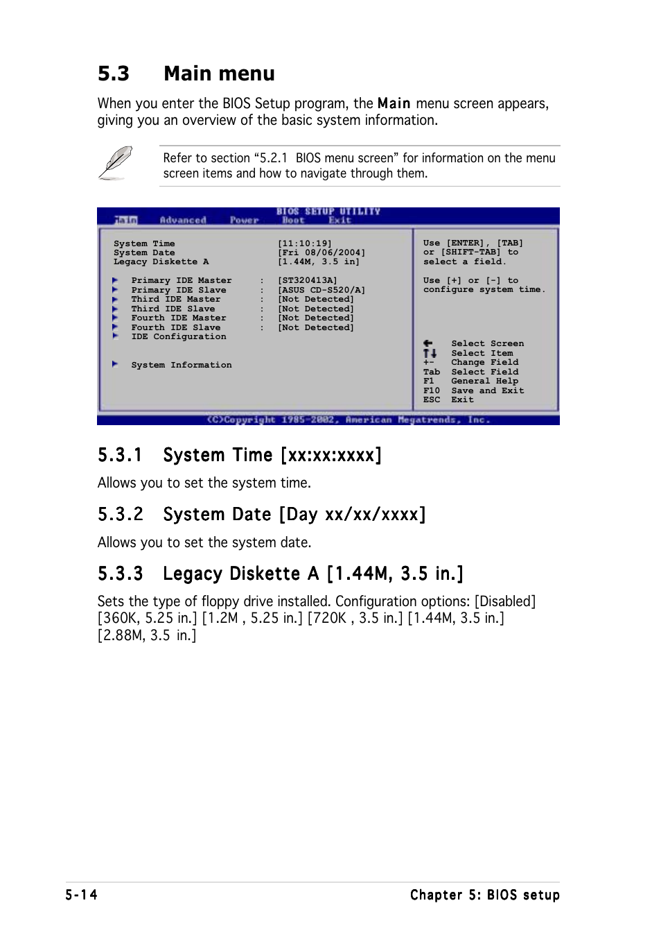 3 main menu | Asus AP1600R-E2(CS3) User Manual | Page 78 / 104