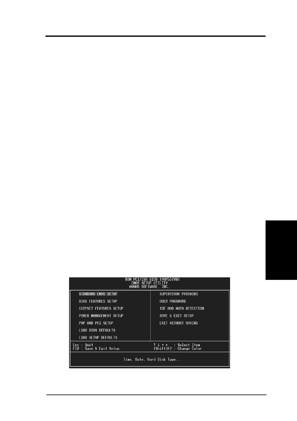 Iv. bios software, Bios setup | Asus P/I-AP55TV User Manual | Page 35 / 90