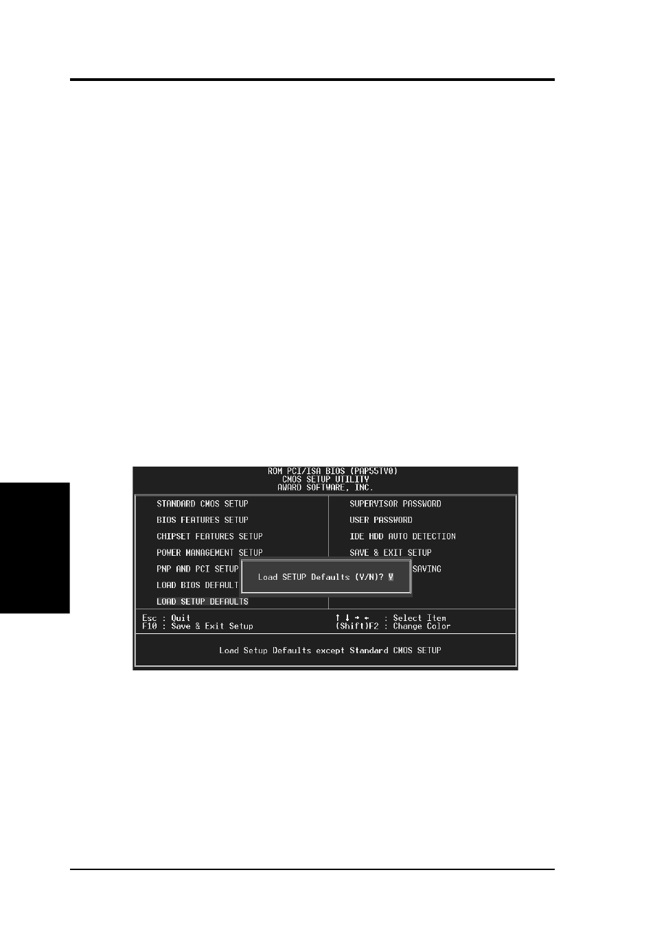 Iv. bios software, Load bios defaults, Load setup defaults | Asus P/I-AP55TV User Manual | Page 50 / 90