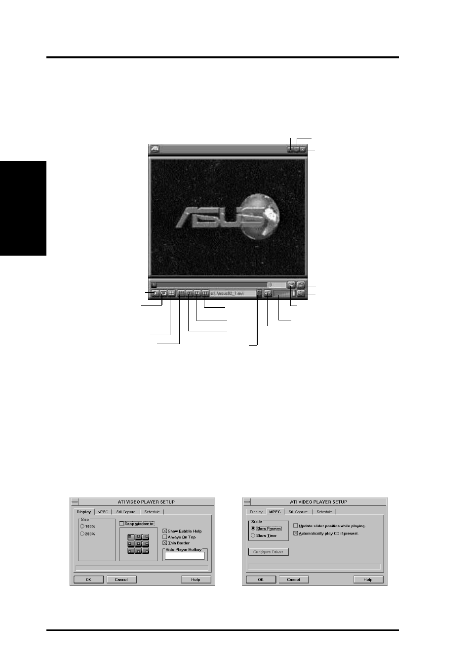 Vii. windows driver features, Ati player and control panel (win3.1x and win95), Features | Asus P/I-AP55TV User Manual | Page 84 / 90