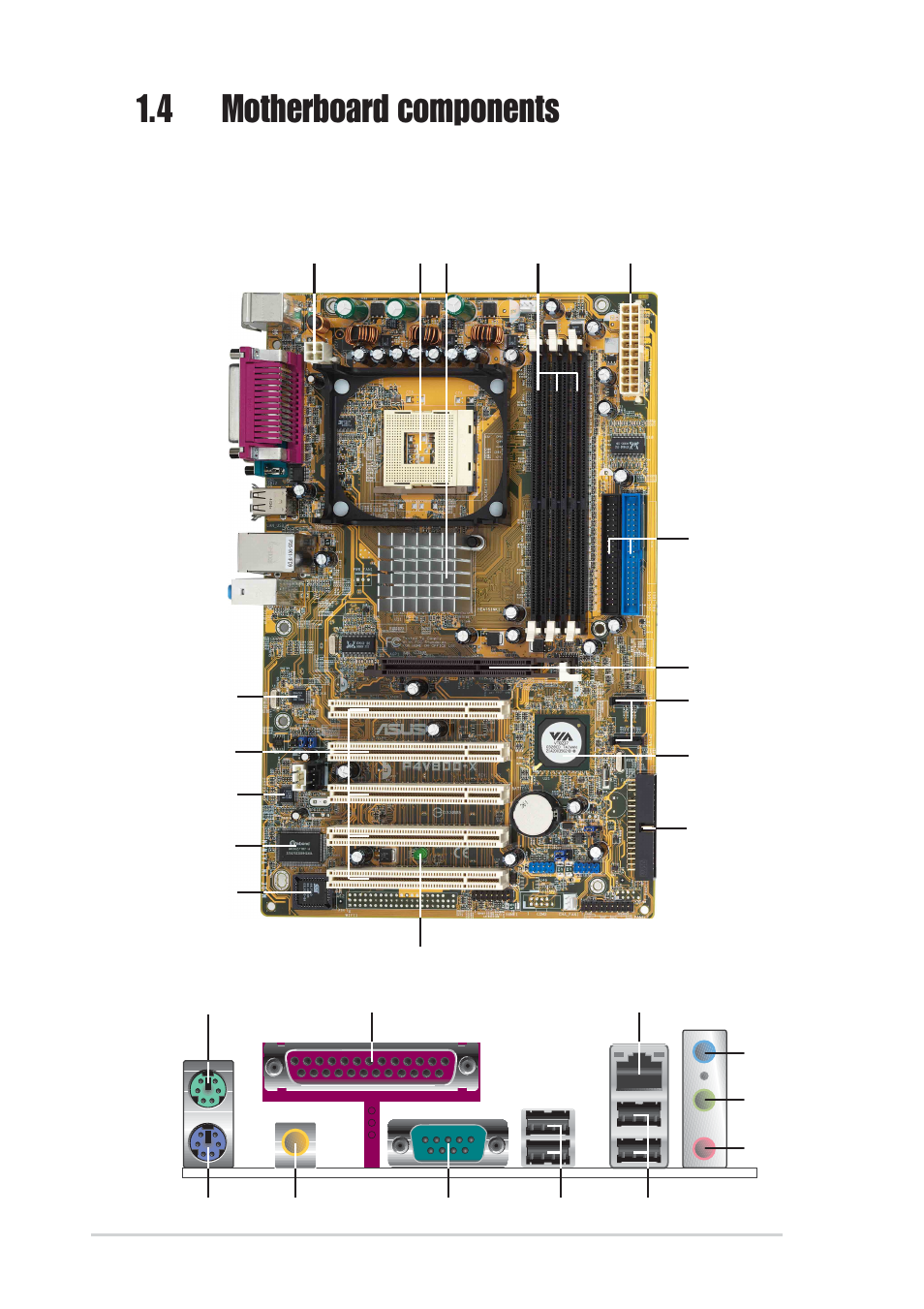 4 motherboard components | Asus P4V800-X User Manual | Page 14 / 74