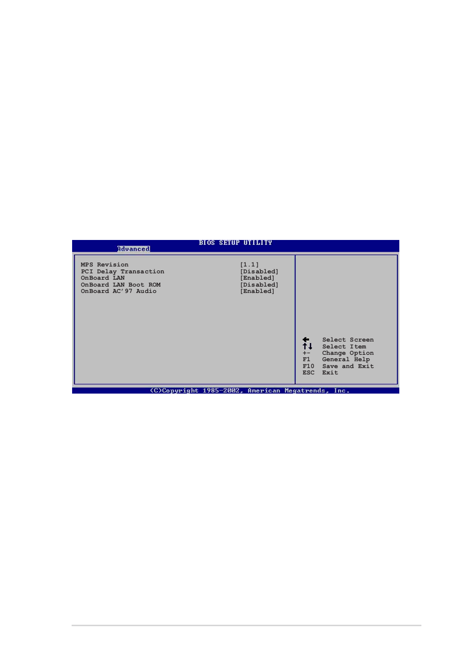 V-link 8x supported [enabled, Agp mode, Graphics aperture size [64mb | Southbridge via vt8237 configuration, Mps revision [1.1, Pci delay transaction [enabled, Onboard lan [enabled, Onboard lan boot rom [disabled, Onboard ac’97 audio [auto | Asus P4V800-X User Manual | Page 53 / 74