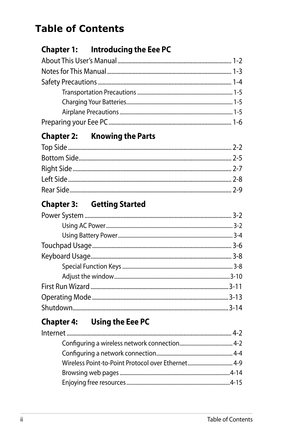 Asus Eee PC 4G Surf/Linux User Manual | Page 2 / 140