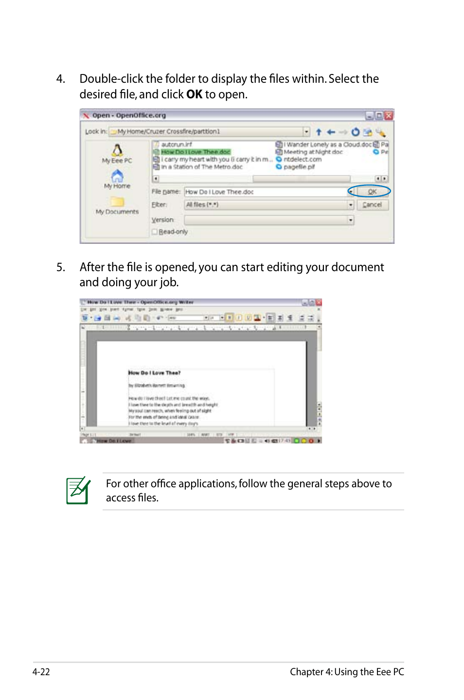 Asus Eee PC 4G Surf/Linux User Manual | Page 58 / 140