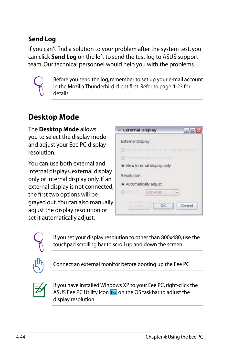 Desktop mode, Desktop mode -44 | Asus Eee PC 4G Surf/Linux User Manual | Page 80 / 140