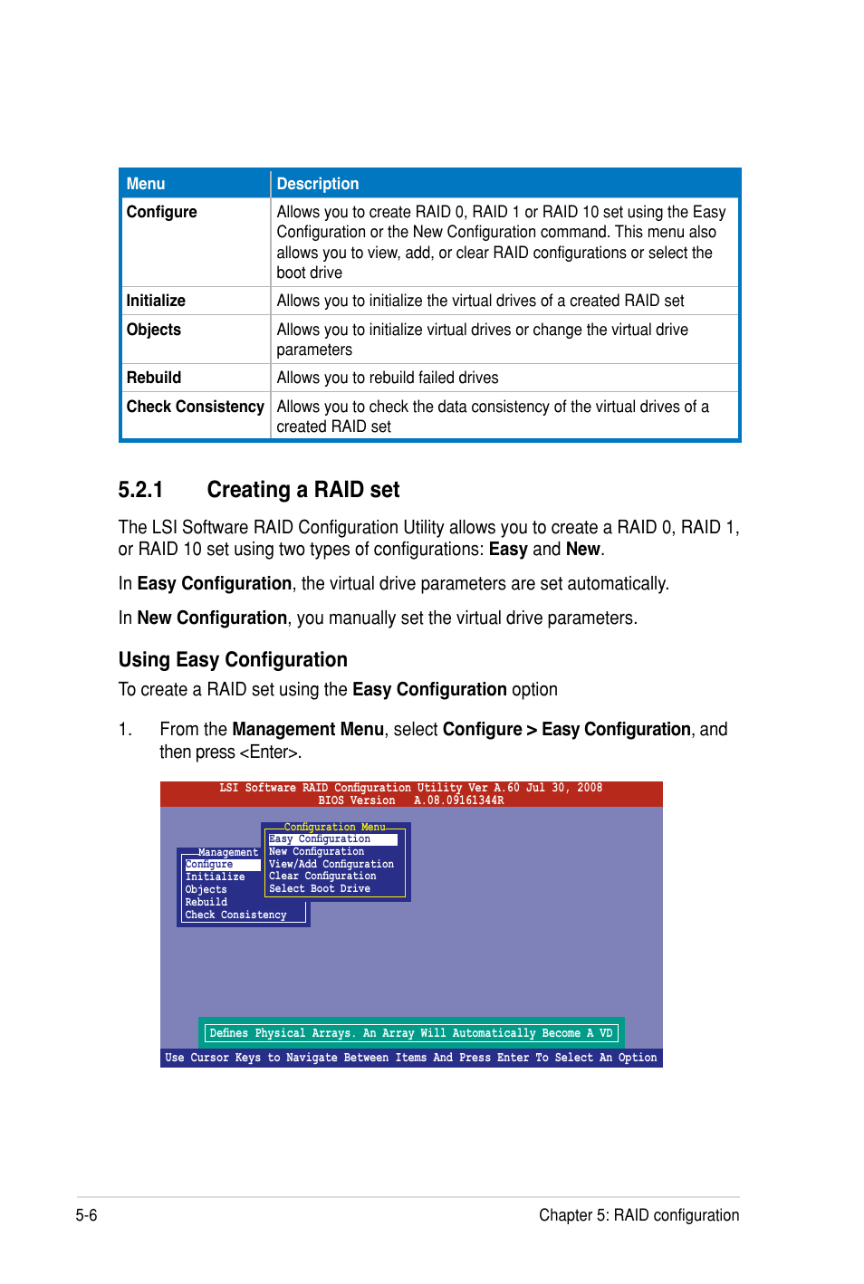 1 creating a raid set, Using easy configuration | Asus Z8PH-D12 SE/QDR User Manual | Page 106 / 178