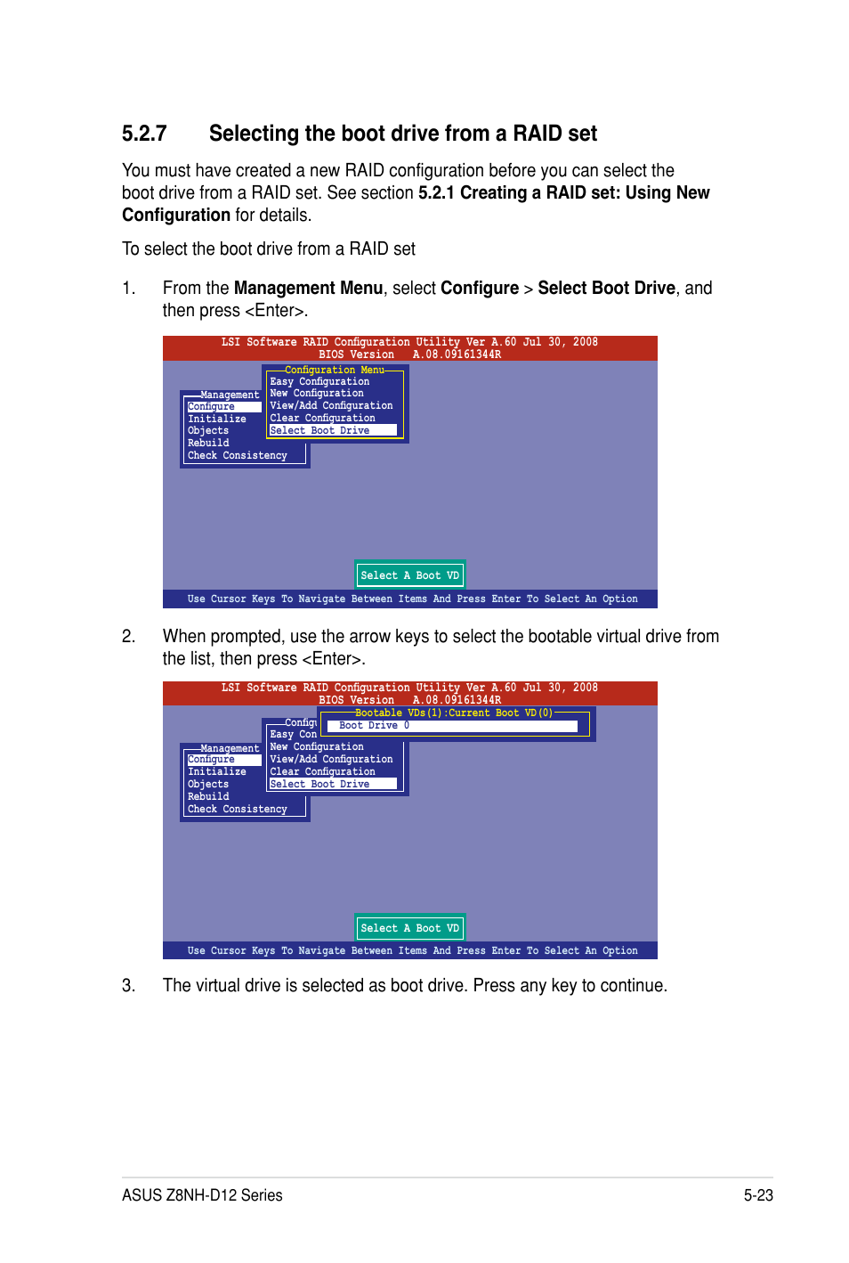 7 selecting the boot drive from a raid set | Asus Z8PH-D12 SE/QDR User Manual | Page 123 / 178