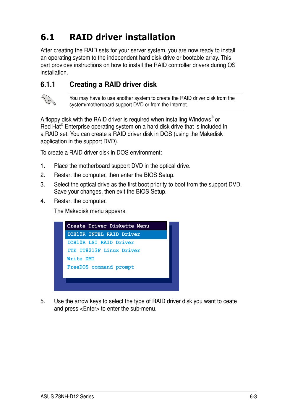 1 raid driver installation, 1 creating a raid driver disk | Asus Z8PH-D12 SE/QDR User Manual | Page 137 / 178