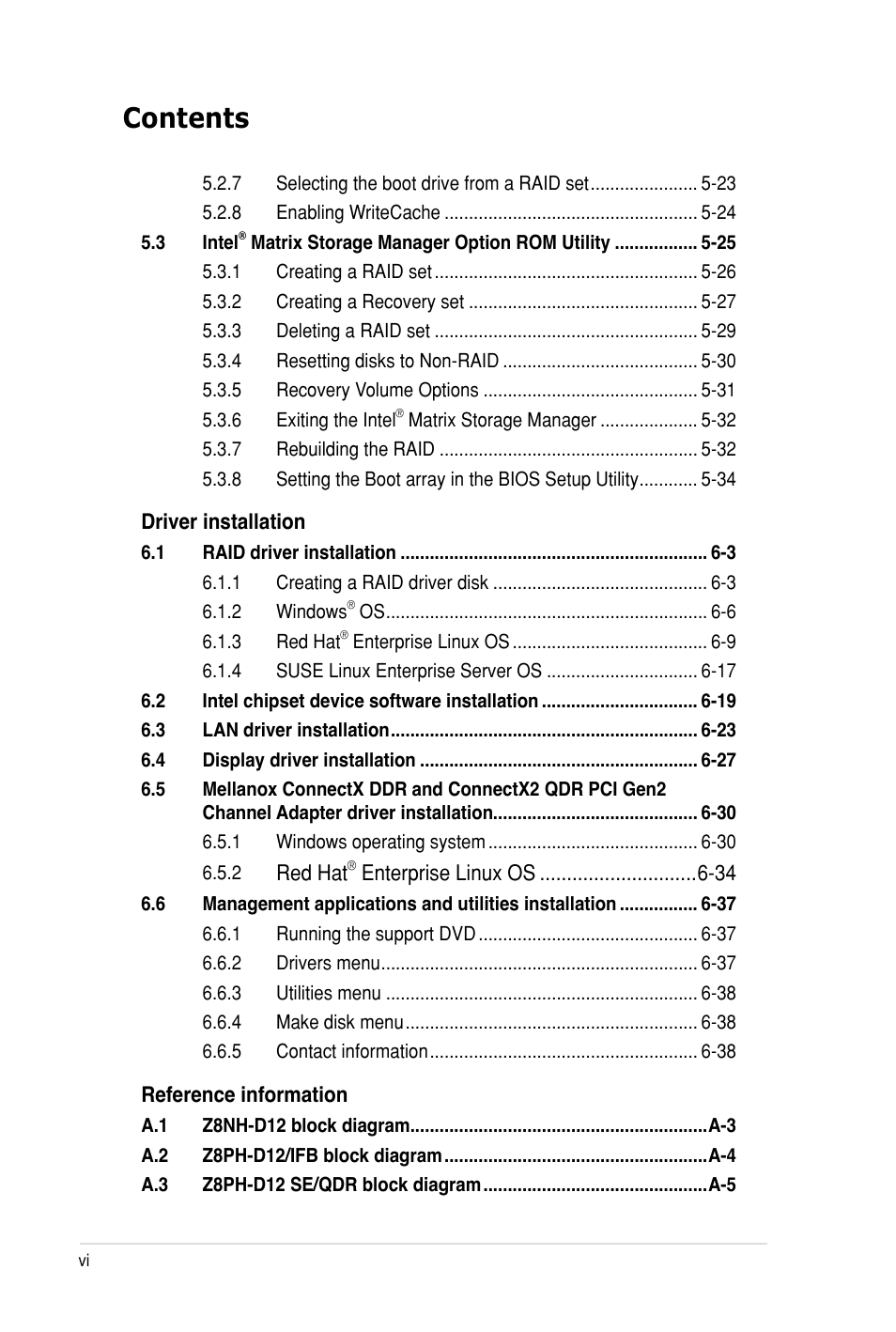 Asus Z8PH-D12 SE/QDR User Manual | Page 6 / 178