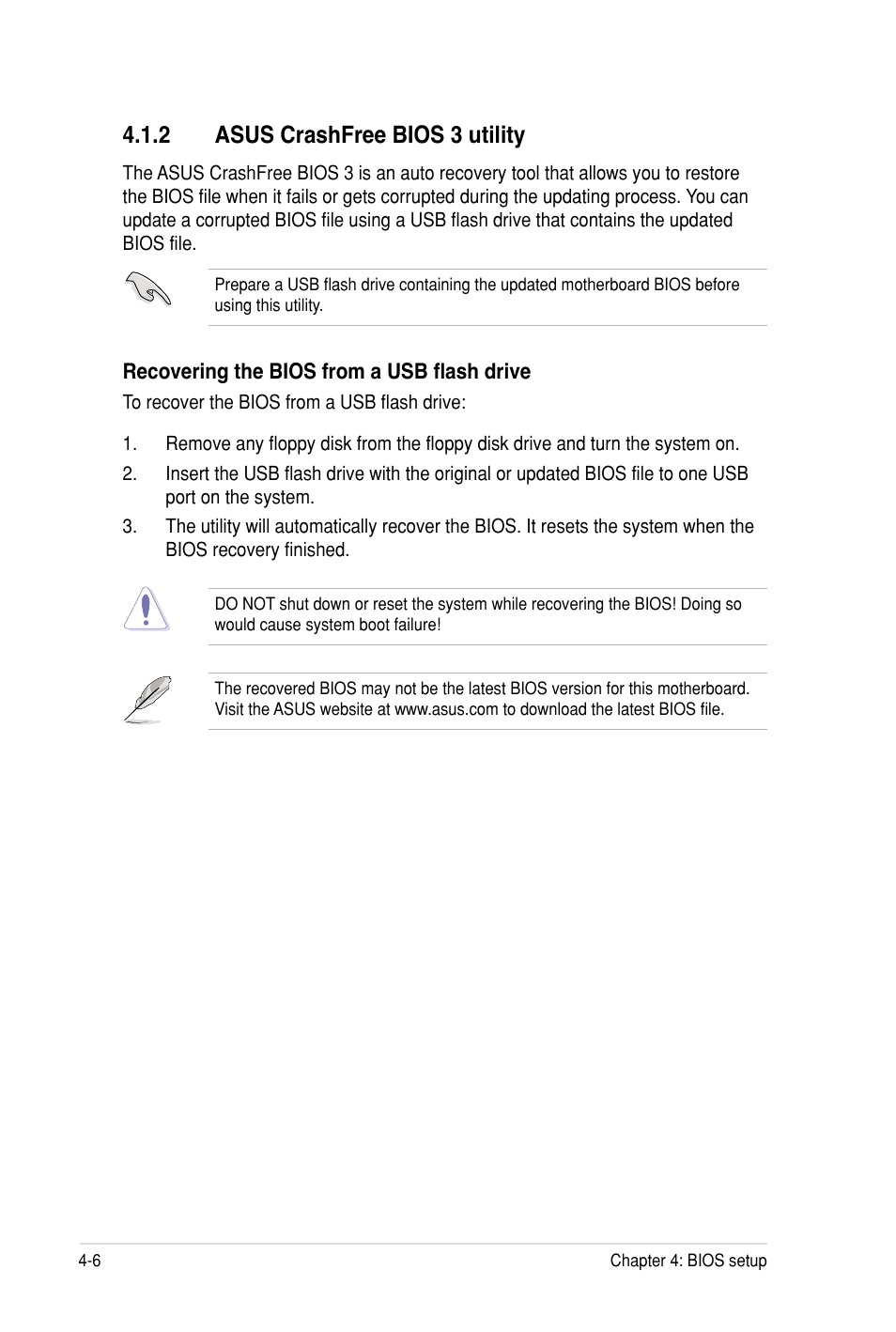 2 asus crashfree bios 3 utility | Asus Z8PH-D12 SE/QDR User Manual | Page 66 / 178