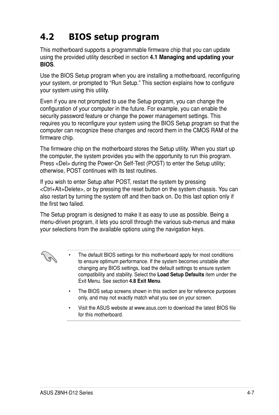 2 bios setup program | Asus Z8PH-D12 SE/QDR User Manual | Page 67 / 178