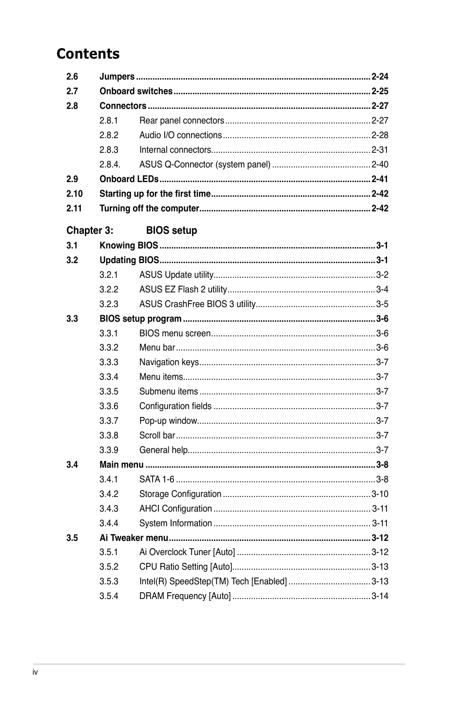 Asus P7P55D PRO User Manual | Page 4 / 128