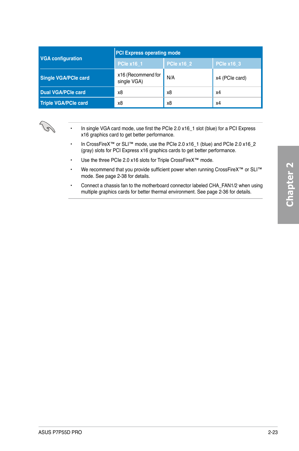 Chapter 2 | Asus P7P55D PRO User Manual | Page 43 / 128
