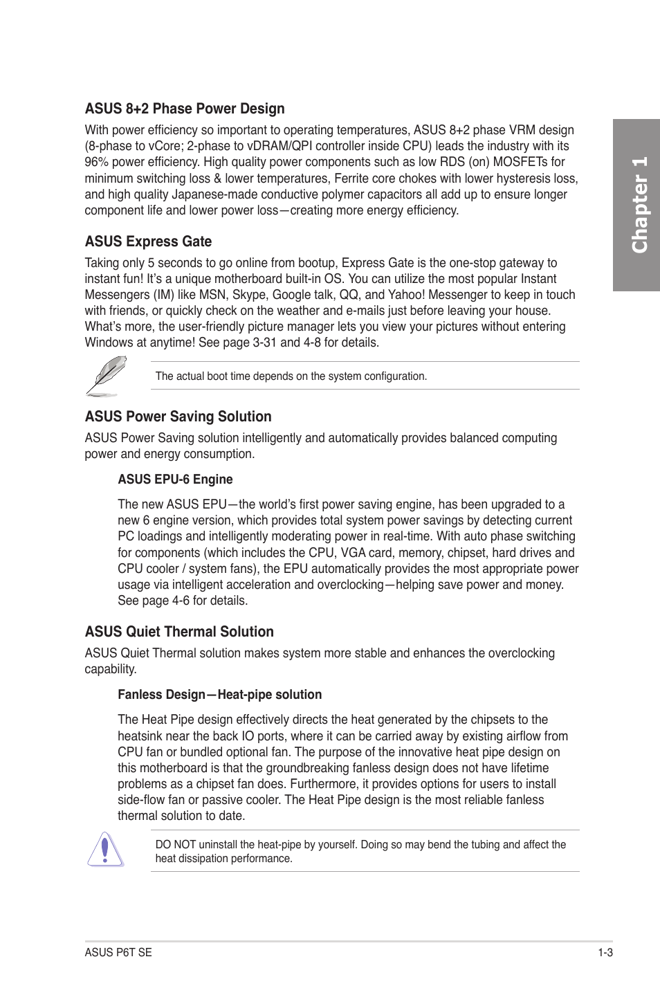 Chapter 1 | Asus P6T SE User Manual | Page 17 / 112