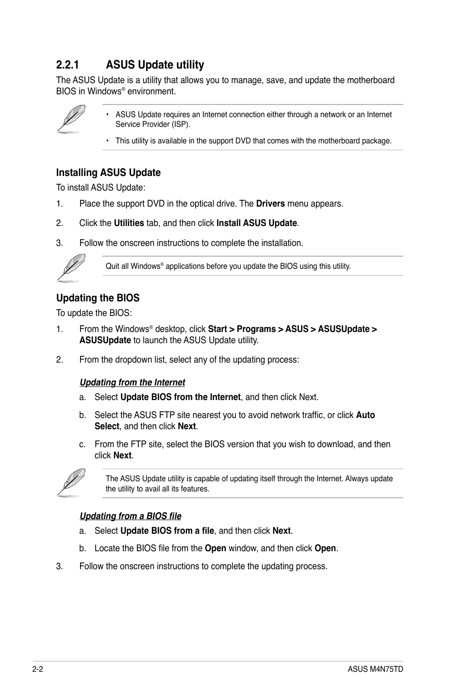 1 asus update utility | Asus M4N75TD User Manual | Page 52 / 78