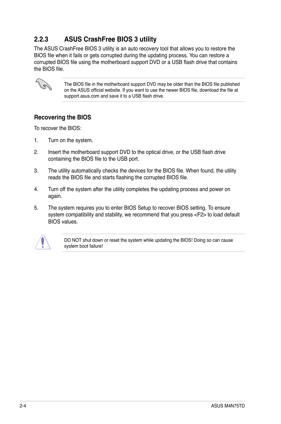 3 asus crashfree bios 3 utility | Asus M4N75TD User Manual | Page 54 / 78