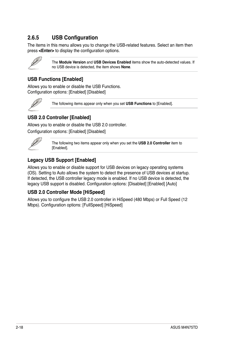 5 usb configuration | Asus M4N75TD User Manual | Page 68 / 78