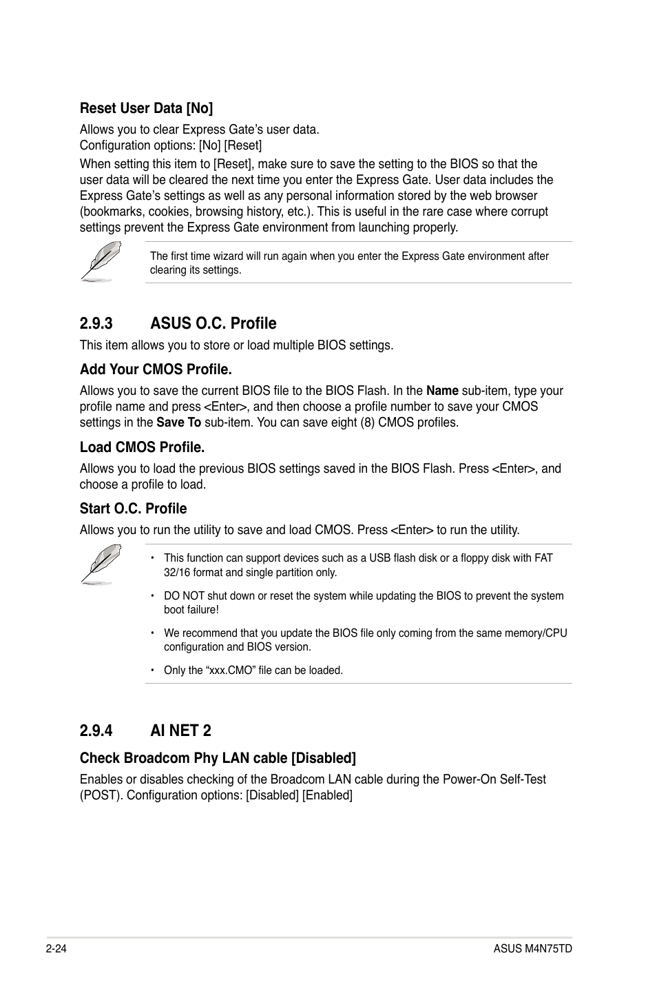 3 asus o.c. profile, 4 ai net 2 | Asus M4N75TD User Manual | Page 74 / 78