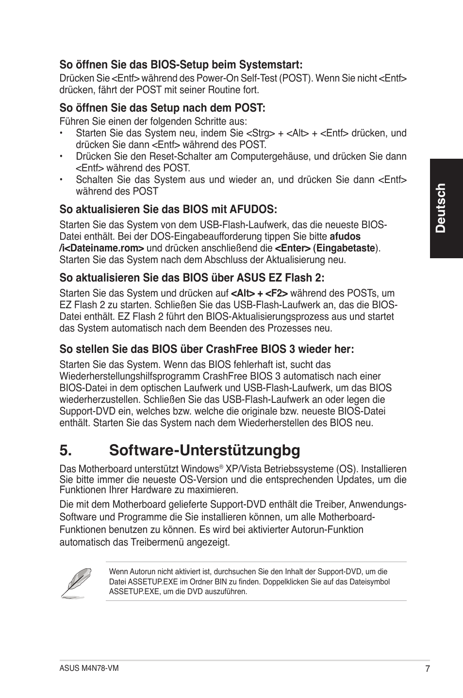 Software-unterstützungbg, Deutsch | Asus M4N78-VM User Manual | Page 7 / 38