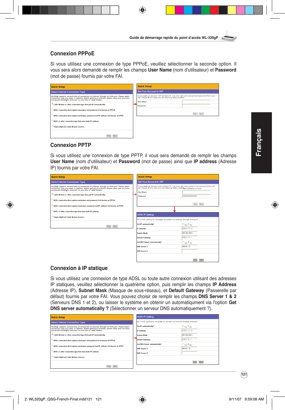 Français | Asus WL-320gP User Manual | Page 122 / 361