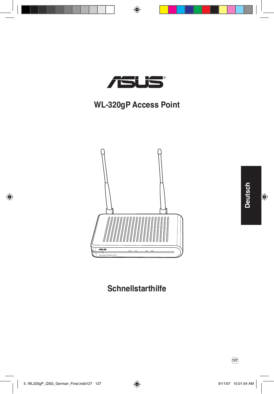 Schnellstarthilfe wl-320gp access point, Deutsch | Asus WL-320gP User Manual | Page 128 / 361