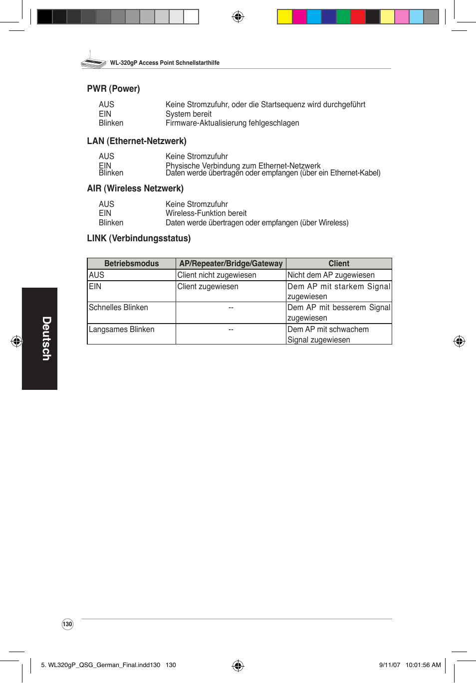 Deutsch | Asus WL-320gP User Manual | Page 131 / 361