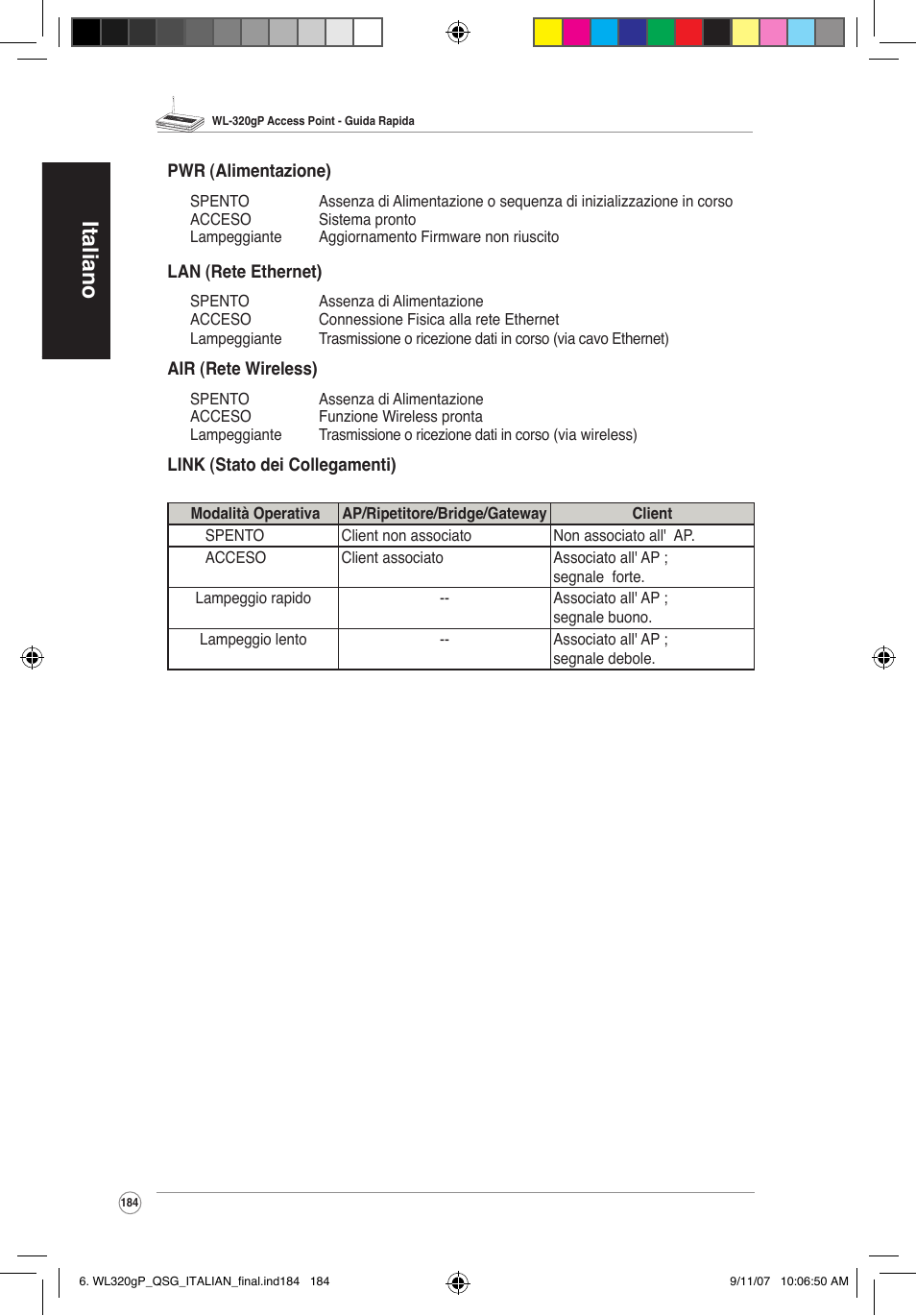 Italiano | Asus WL-320gP User Manual | Page 185 / 361