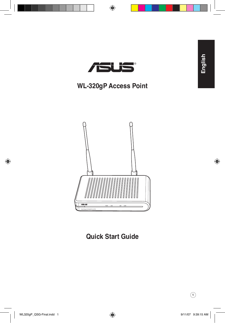 Quick start guide wl-320gp access point, English | Asus WL-320gP User Manual | Page 2 / 361