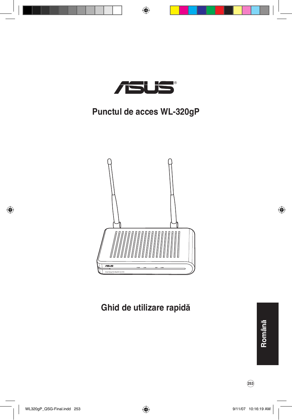 Ghid de utilizare rapidă punctul de acces wl-320gp, Română | Asus WL-320gP User Manual | Page 254 / 361