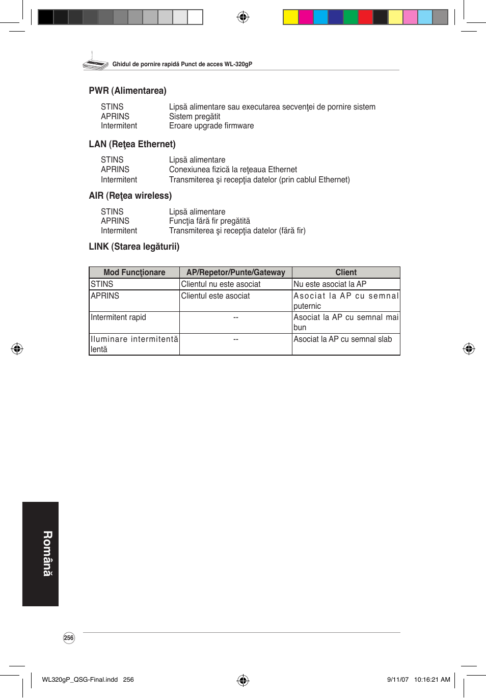 Română | Asus WL-320gP User Manual | Page 257 / 361