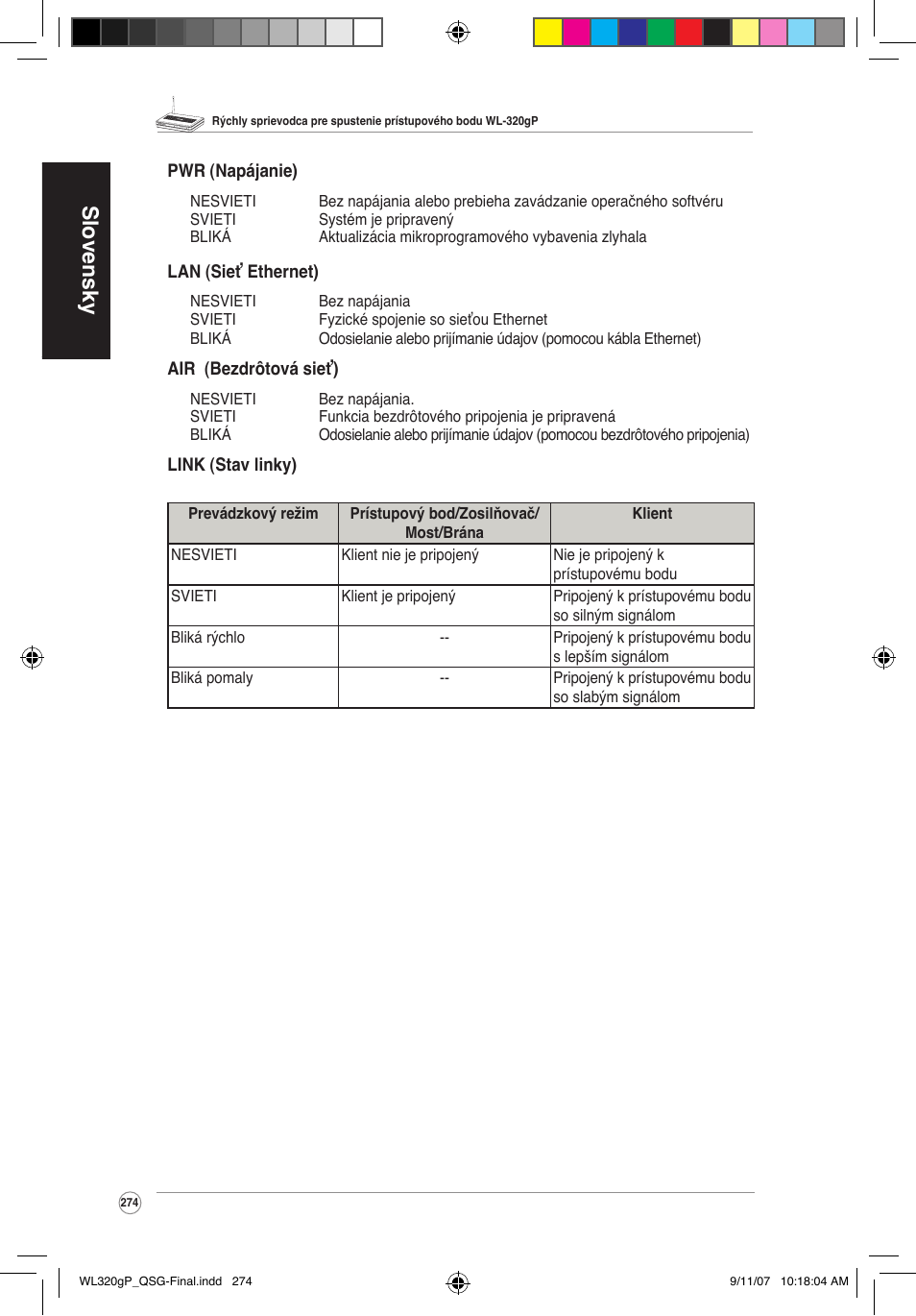 Slovensky | Asus WL-320gP User Manual | Page 275 / 361