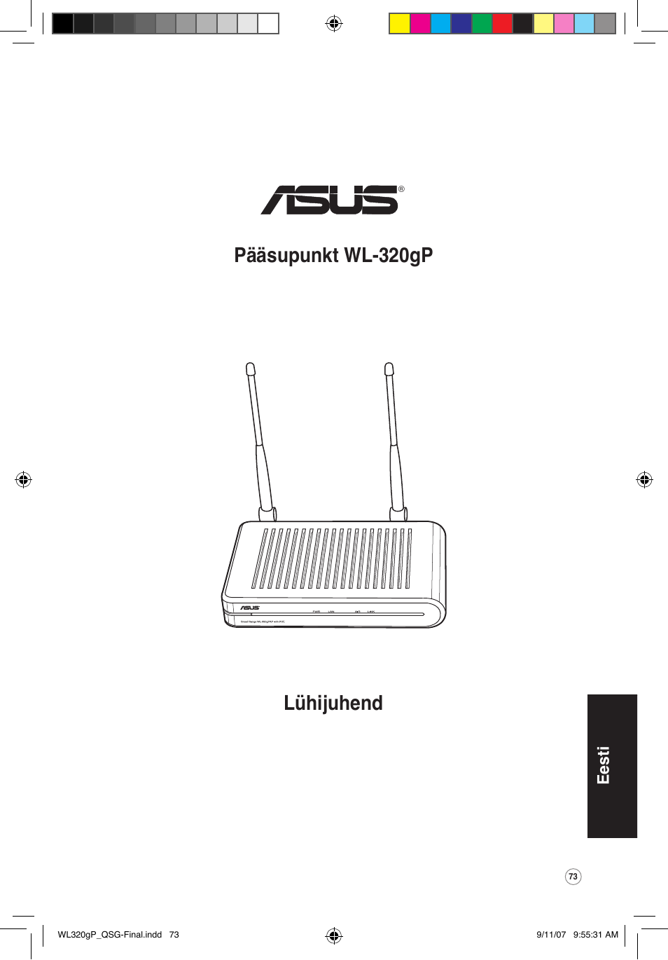 Lühijuhend pääsupunkt wl-320gp, Eesti | Asus WL-320gP User Manual | Page 74 / 361