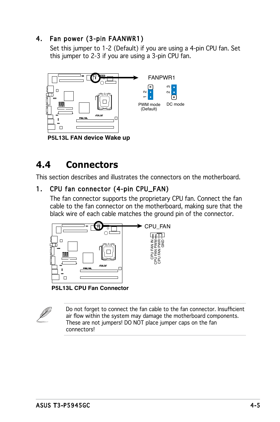 4 connectors | Asus T3-P5945GC User Manual | Page 44 / 79