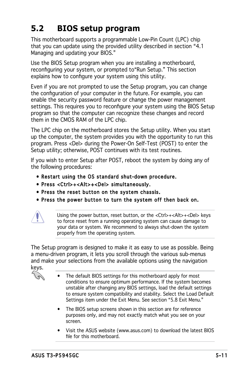 2 bios setup program | Asus T3-P5945GC User Manual | Page 58 / 79